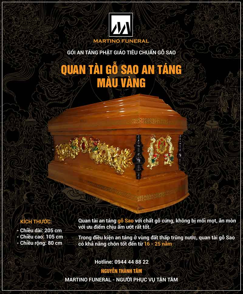 Bảng giá dịch vụ tang lễ Phật Giáo trọn gói quan tài gỗ Sao