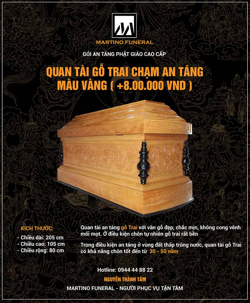 Bảng giá dịch vụ tang lễ trọn gói Phật giáo quan tài gỗ Trai