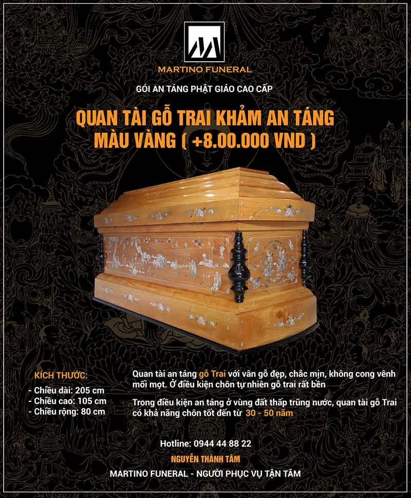 Bảng giá dịch vụ tang lễ trọn gói Phật giáo quan tài gỗ Trai
