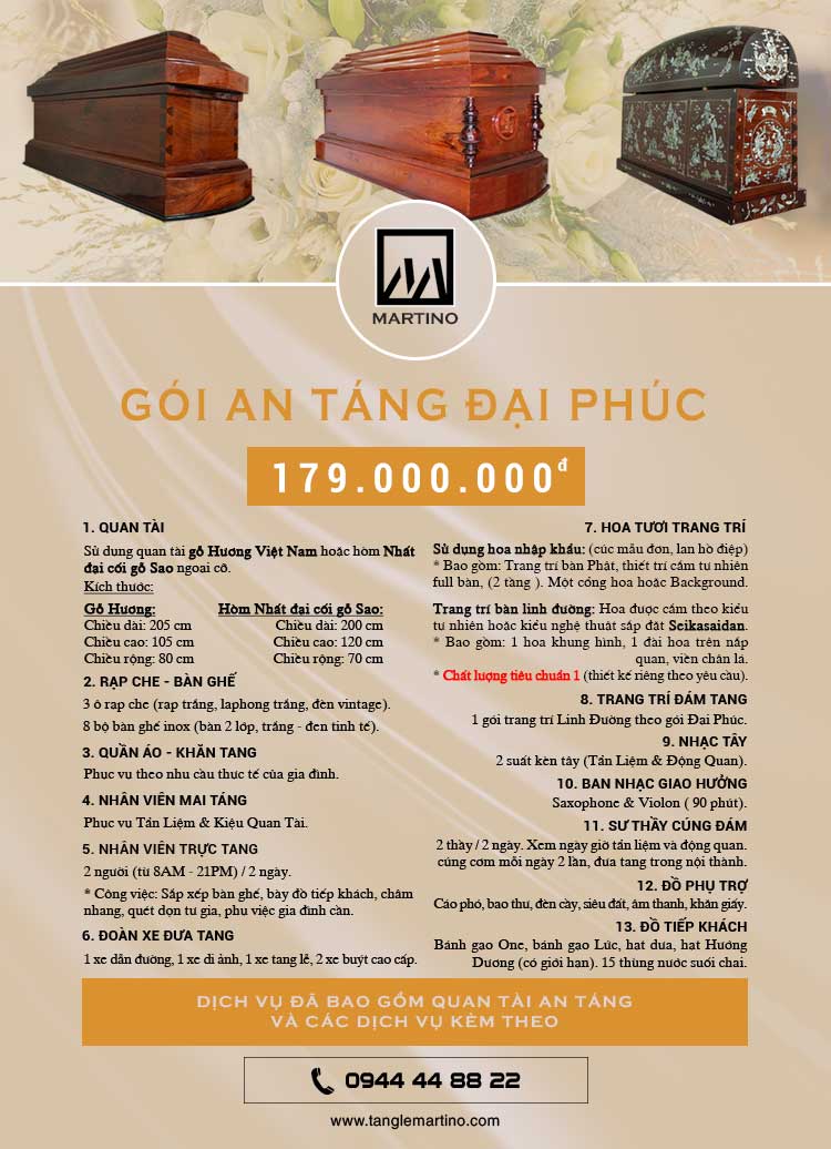 Bảng giá mai táng trọn gói