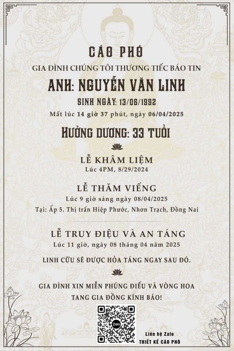 Làm Cáo phó tang lễ Phật giáo