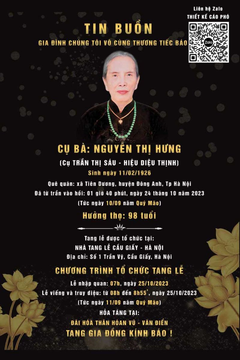 Làm Cáo phó tang lễ