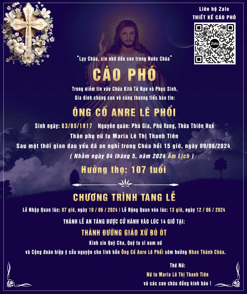 Làm Cáo phó tang lễ công giáo