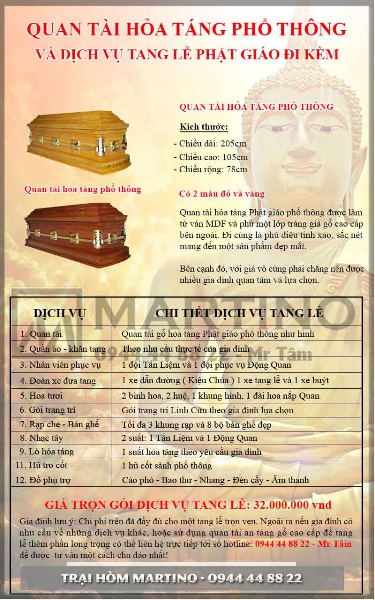 Bảng giá tang lễ trọn gói của trại hòm Martino Bảng giá tang lễ trọn gói của trại hòm Martino