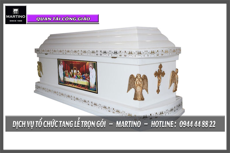 Quan tài hỏa táng Công giáo loại phổ thông màu trấng