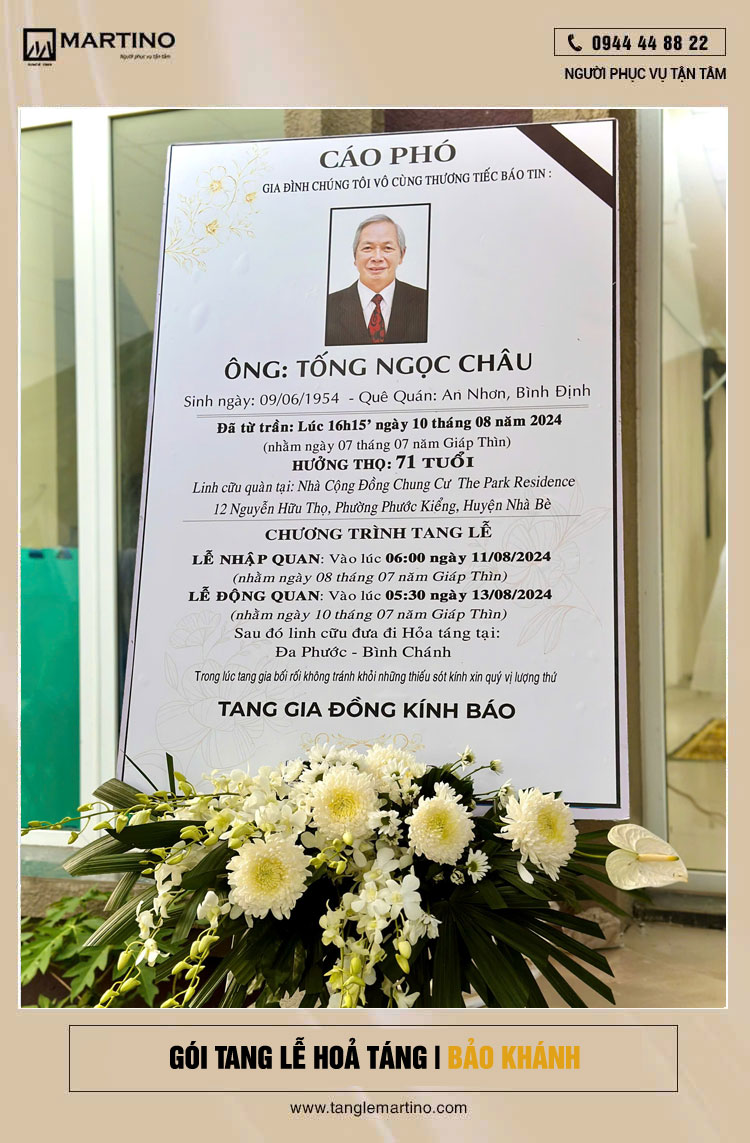 Gói tang lễ phật giao hỏa táng Báo Khánh