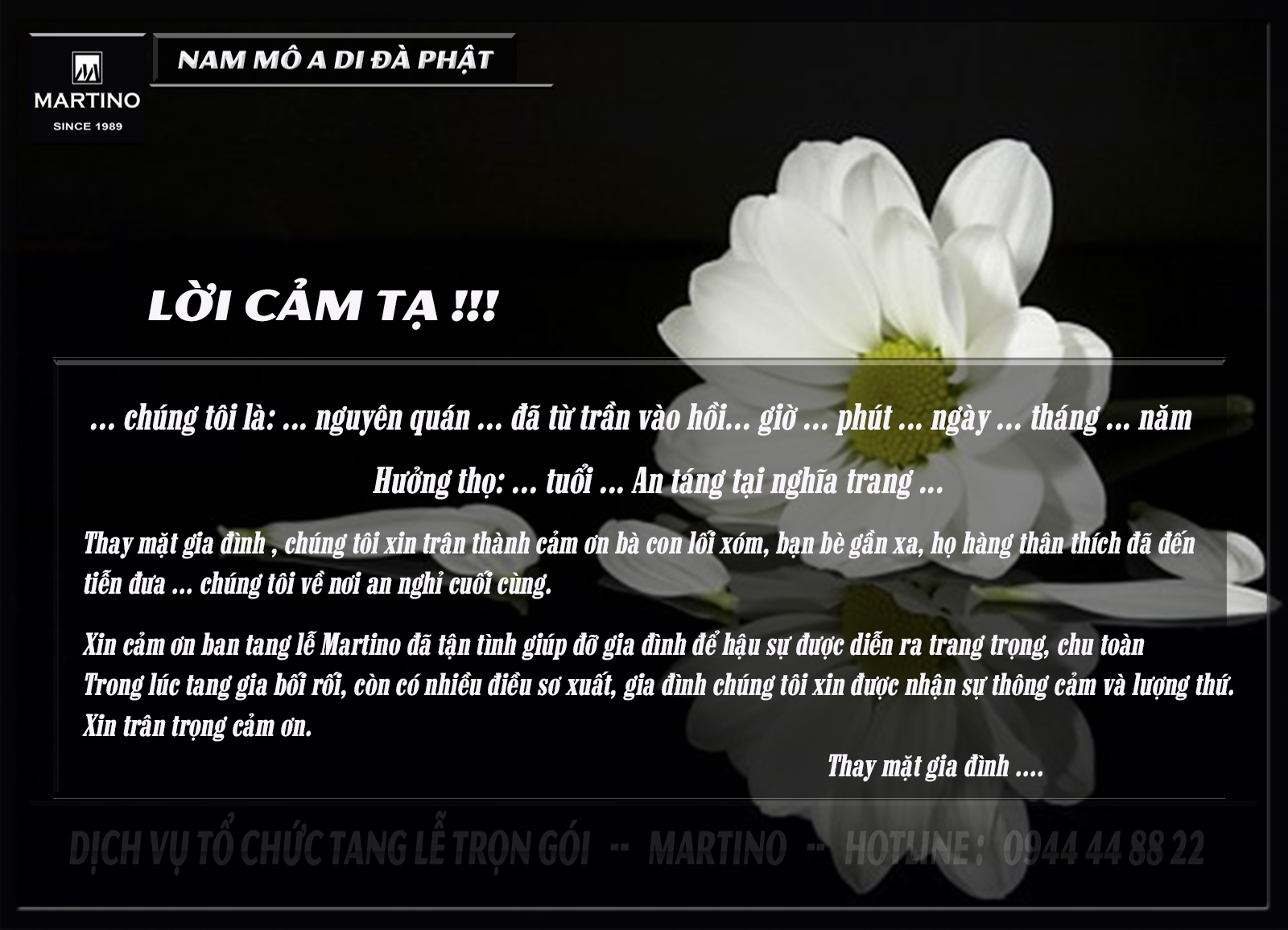 Lời cảm ơn tang lễ