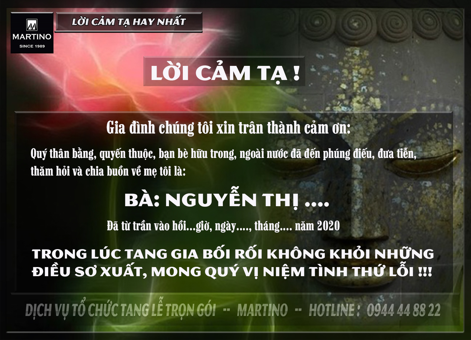 Lời cảm ơn tang lễ